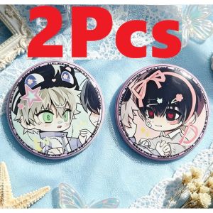 2Pcs/Set Alien Stage Ivan Till Badge Cute Cat Ear Tin Brooch Pin Anime Peripheral Backpack Ita Bag Decoration Fans Gift