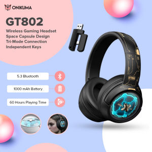Onikuma GT802 Wireless Headphone Stereo 2.4GHz Tri-Mode Gaming Headset Bluetooth Earphone Over-head Wireless Headphone