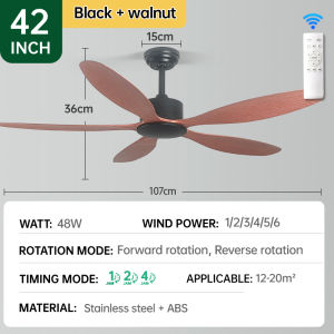 GOGEOUS Nordic Modern ceilings fan with remote 42/52inch ceiling fan strong wind 6 Speeds ceiling fan 5 blades big industrial ceiling fan heavy duty DC Motor Silent ceiling fans for living room Bedroom Kitchen Dining