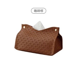 กล่องทิชชูหวายทอ กล่องทิชชูหรูหราเนื้อหนัง กล่องผ้าเช็ดปากหรูหราเบา สำหรับบ้าน แขก ห้องนั่งเล่น โต๊ะทำงาน [ จัดส่งฟรี ]