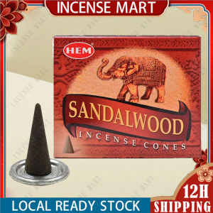 HEM Sandalwood Incense Cones (10Pcs Per Box / with Holder) Original Imported From India