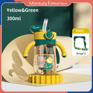 Minitutu PPSU Material 300ML Straw Cup with Strap V-shape Straw Anti-Colic BPA Free suitable for 9+months kids