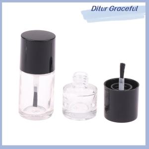Ditur ขวดยาทาเล็บเปล่าขนาด5 10 15มล. ภาชนะใส่เครื่องสำอางขวดแก้วทาเล็บพร้อมแปรงแก้วใสพร้อมแปรงพร้อมฝาแปรง