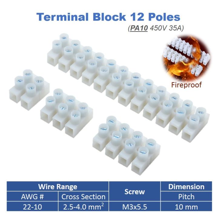 12-Pole H Type Terminal Block with Aluminum Tube in PA8 PA10 PA12 Sizes ...