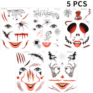 Phong cách tự nhiên Halloween Vui kinh dị sẹo hình xăm mặt Sticker lễ hội ma giả trang