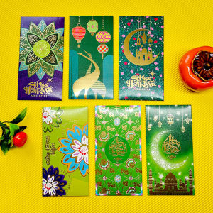 Vision 6Pcs/Pack Money Packet Sampul Duit Raya Green Envelope Hari Raya Aidilfitri Sampul Raya Hadiah Gift 新年红包
