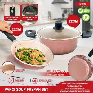 Panci Mpasi Set Bayi Granit Wajan Food Grade Fry Pan Steamer Set Stainless Kukusan Tebal Cookware