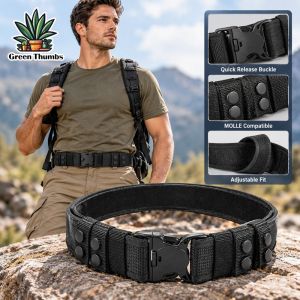 Men Tactical Belt 2 In 1 Quick Release Buckle Adjustable Nylon Belt For Outdoor Hiking Camping Wear