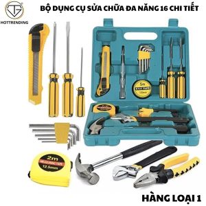 Bộ Dụng Cụ Đồ Nghề Sửa Chữa Đa Năng- Hộp Dụng Cụ Cầm Tay 16 Chi Tiết Đầy Đủ Món Để Sửa Chữa