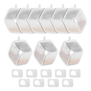 9Pieces Filter and 9Pieces Sponges Set for Wireless Cats Dog Drinking Water Fountain Replacement Filters Accessories