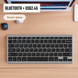 Bàn phím không dây mini W201S - đa kết nối bluetooth 5.0 + 3.0 + Usb wireless 2.4G cho máy tính laptop smartphone