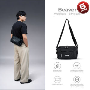 Mr Mads - Beaver Waist Bag - Tas Pinggang ShoulderBag SlingBag HandBag ChestBag (Bisa Dijadikan 5 Model) - Waterproof