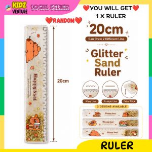 (READY STOCK)Capybara Ruler 20cm Glitter Sand Children Stationery Kid Present Gift Reward卡皮巴拉流沙直尺波浪尺文具儿童礼物Pembaris