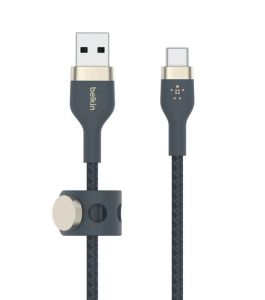 Belkin BoostCharge Pro Flex USB-A to USB-C Braided Tangle Resistant 1M Magnetic management Cable 15W CAB010bt1MBL
