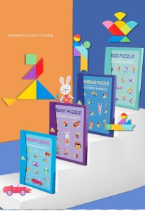 จิ๊กซอว์แม่เหล็ก Tangram ของเล่นเสริมการศึกษาสําหรับเด็ก แนว Montessori