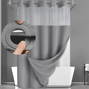 RGFV Detachable  Lining Waffle Shower Curtain Waterproof Double-layer Kitchen Door Curtain Modern No Hook Window Curtain Bedroom