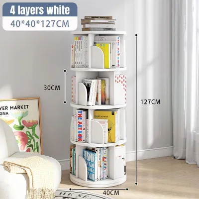 4 Tier Bookshelf Rotatable Office Vertical Home 360 ​​degree Rotating Childrens Bookcase