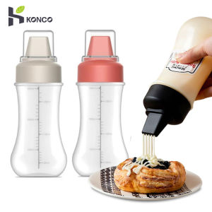 Konco Condiment Squeeze Bottles 280ml Transparent Sauce Bottle Dispenser Ketchup Mustard Sauces Olive Oil Bottles Kitchen Gadget