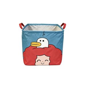 PLLEWY Fabric Foldable Storage Basket Waterproof Cartoon Pattern Miscellaneous Storage Bag Gifts Square Shape Car Trunk Organizer Storage Bin