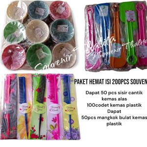 Paket hemat isi 200 pcs Souvenir pernikahan codet Souvenir sisir dan Souvenir mangkok souvenir murah dan bermanfaat