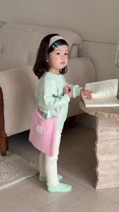 Girls Bear Print Sweatshirt and Leggings Two-Piece Spring Outfit 2026 Korean-style childrens clothing baby set spring clothes