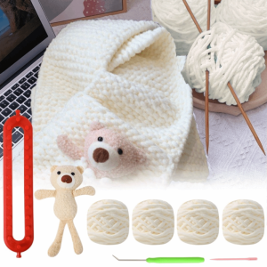 NEXTYOO Sợi mềm Khăn quàng cổ hình gấu Với Máy Đan Len Đồ trang trí hình gấu dễ thương. Bộ dụng cụ sợi len đan tay  Dệt thủ công. Khăn quàng cổ tự làm bằng cách đan. Dễ sử dụng cho người  bắt đầu.