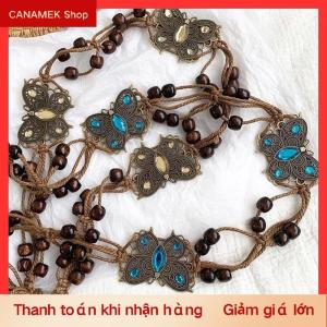 CS Phong Cách Bohemian bướm Nước Kim Cương Dệt Phong cách dân tộc hạt gỗ của phụ nữ vành đai giản dị kỳ nghỉ phong cách eo dây