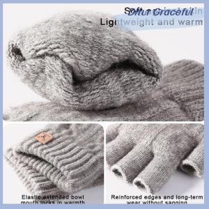 Ditur ถุงมือถักแบบหนาครึ่งนิ้วกันหนาวสำหรับผู้หญิงผู้ชายถุงมือแบบไม่มีนิ้วสำหรับขับรถกลางแจ้งถุงมือแบบทัชสกรีน