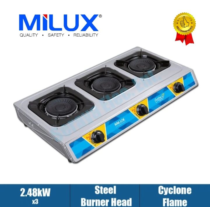 Milux Burner Stainless Steel Gas Cooker Stove MSS-1233 MSS1233