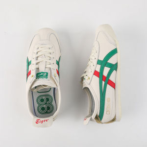Original Tiger Shoes Classic White/green/gold Tail 66 Mens and Womens Leather Non-slip Wear Resistant Comfortable Fashion Casual Sneakers 1183B511-200