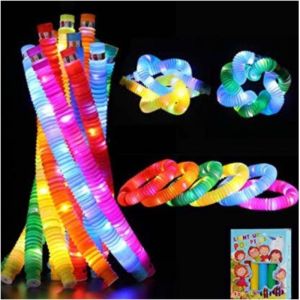 14 Led Pop Light Tubes Sensory Toy Fidget Stress Relieve Toys Anti Stress Light Up Bellows Children Squeeze Toy