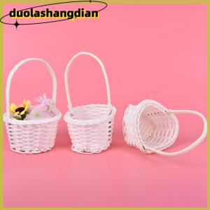 [Duola] ตะกร้าผ้าทอพลาสติกขนาดเล็ก1ชิ้นกระเป๋าปิคนิคสำหรับใส่ชาหวาย