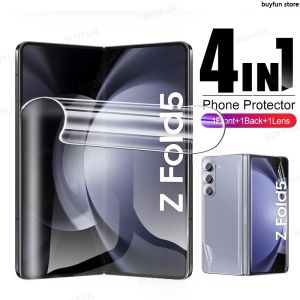 Pelindung Layar Kompatibel Untuk Samsung Galaxy Z Fold 5 paket 4 in 1 bahan hydrogel Versi Bening dan paket 3 in 1 Versi Matte (Premium)