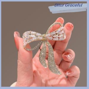 Ditur Bow Tie Rhinestone Brooch Female Simple Personality Fashion Pin Suit Anti-light Corsage Jewelry Gift