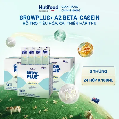 Combo 3 x Thùng 24 hộp Sữa bột pha sẵn GrowPLUS+ A2 beta-casein Hộp 180ml