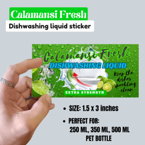 BRCos 36 Pcs (500ml 350ml 250ml Size ) Dishwashing Liquid Generic Sticker Label for Calamansi Fresh High-Quality Waterproof Vinyl Sticker of Pet Bottle Easy and Ready to Use