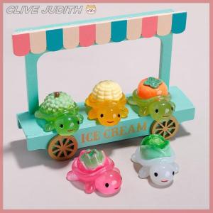 CISWGE งานฝีมือเรซิ่นสำหรับจัดสวนตู้ปลาเต่าเรืองแสง10ชิ้นเครื่องประดับขนาดเล็กรูปเต่าผลไม้เรืองแสงของตกแต่งบ้าน