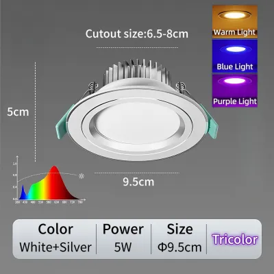 Downlight Tricolor dimming 5W/7W/9W/12W/18W LED Ceiling light Downlight/Pin Light/ Recessed Light/ Panel Lights Living room light/Dining room light/Bedroom light/Shop light
