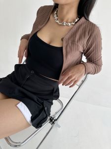 Lotus Clothing Yoona Cardigan Atasan Crop Lengan Panjang Wanita Korean Knit Kardigan Outer Kancing