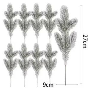 Dizoey 1/10PCS Christmas Artificial Pine Needles Branches Snow Pine Fake Plants DIY Xmas Tree Wreath Ornaments Home Xmas New Year Gifts
