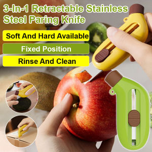 3 In 1 Retractable Peeler Multifunctional Peeling Kitchen Tool三合一可伸缩不锈钢削皮刀