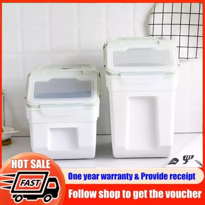 15/25KG Rice Dispenser Sealed Large Rice Storage Box with Scoop PP Cereal Dispenser Food Storage