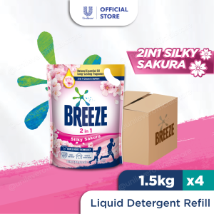 [Bundle of 4 Refill] Breeze 2 in 1 Liquid Detergent 1.5kg