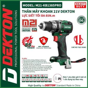 Máy Khoan Pin Dekton M21-KB1385PRO 21V Không Chổi Than Đầu Khoan 13mm 3 Chức Năng