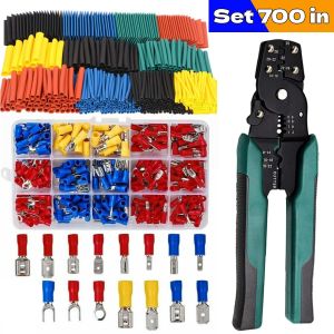 Set Skun Terminal Gepeng Insulated Connector Male Female Tang Crimping Pengupas Kabel untuk Kabel Tipis 28-10 AWG AWG 22-16 Alat Penjepit Praktis