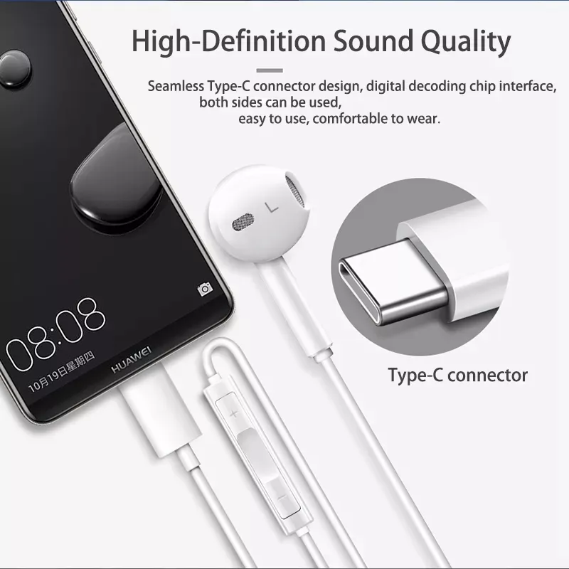 Original HUAWEI earphones Type-C Hi-Res Earphone USB TYPE C
