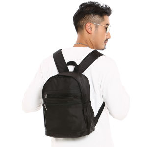 Xinranzj Lightweight Waterproof Multi Pocket portable mens widened shoulder strap solid color simple leisure travel medium and small backpack 66236-b