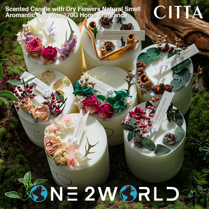 CITTA Scented Candle with Dry Flowers Natural Smell