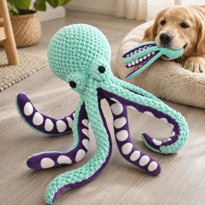 Pet Plush Toy with Squeaker Cat Dog Puzzle Toy Soft Durable Companion Teeth Cleaning Chew Toy Chew Resistant Design Pet Supplies