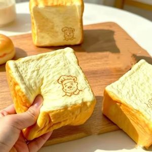 Moist Thick Simulated Bread Toast Squeeze Ball Slow Rising Soft Texture Realistic Food Squishy Toy Pinch Sensory Fidget Toy